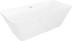 Mexen Velo Slim, voľne stojaca vaňa 170 × 75 cm, biela lesklá, oceľový prepad, 52811707500-97
