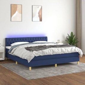 Posteľ boxsping s matracom a LED modrá 180x200 cm látka 3133979