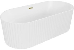 Mexen Paola, voľne stojaca vaňa, drážkovaná, 170 x 80 cm, biela lesklá, zlatý lesklý prepad, 52721708001-50