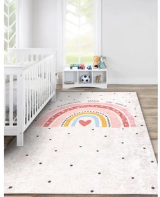 JUNIOR 51300.802 umývací koberec Dúha, bodky pre deti protišmykový - béžová Veľkosť: 80x150 cm
