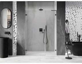 Mexen Lunar-B, L výklopné sprchové dvere ľavé 150 cm, 8mm číre sklo, brúsený grafit profil, 832SL-150-050-66-00-L