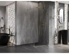 Mexen Lunar-B, pravostranný výklopný sprchový kút 70 x 70 cm, 8mm číre sklo, zlatý kartáčovaný - 832-070-070-55-00-P