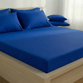 Kvalitex Saténové prestieradlo s gumou tmavomodrá, 180 x 200 cm