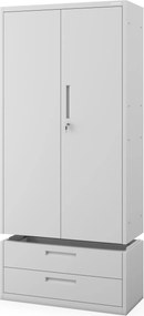 Modulárna kovová multifunkčná skriňa s dvoma zásuvkami sivá MEGAN 1950 x 900 x 400 mm