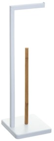 Stojan na toaletný papier Natureo, biela/s drevenými prvkami