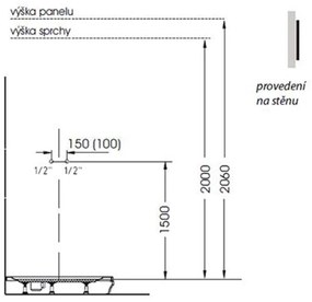 Polysan, MOLA sprchový panel s termostat. batériou 210x1300mm, nástenný, 80365