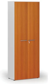 Kancelárska skriňa s dverami PRIMO WHITE, 800 x 420 x 2128 mm, biela/čerešňa