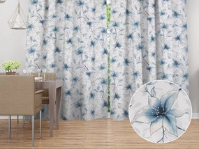 Biante Bavlnený záves Sandra SA-737 Modro-sivé kvety vanilky na bielom 150x220 cm