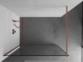 Mexen Kioto, sprchová zástena Walk-In 80 x 200 cm, 8mm číre sklo čierny vzor, medený matný profil, 800-080-101-65-70