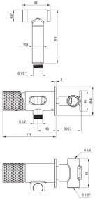 Deante Silia Hexa, podomietková bidetová batéria s bidetovou spŕškou, brúsená oceľ, DEA-BHS_F34M