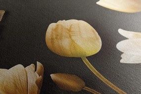 Obraz tulipány so zlatým motívom