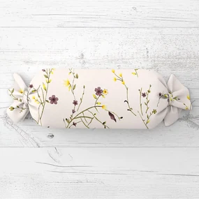Biante Vankúš valec bonbon Sandra SA-496 Žlté a hnedofialové lúčne kvietky na krémovom 15x60 cm