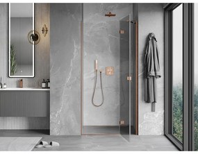 Mexen Mist-H, 1-krídlové sprchové dvere pravé 70 cm, číre sklo, medený matný profil, 8A5-070-000-65-00-P