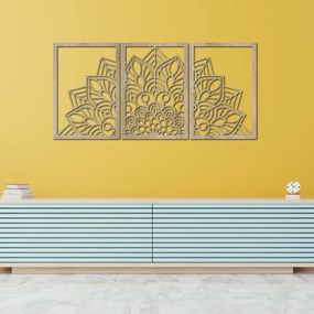 3-dielna mandala kvetov – moderná drevená nástenná dekorácia do obývačky | SENTOP HDF0583