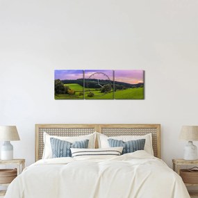 Obraz lúky (s hodinami) (90x30 cm)