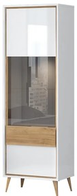 Vitrína Vida-V1S lakované pacific walnut/crystal white