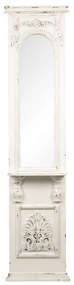 Biele zrkadlo s ornamentmi a patinou v antik štýle - 46 * 14 * 194 cm