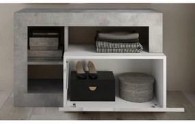 Lavica LENOR biela/šedá betón