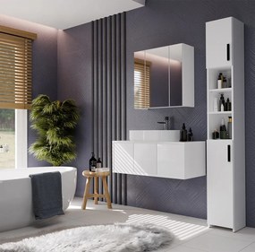 Závesná kúpeľňová skrinka so zrkadlom POLA 3L biela