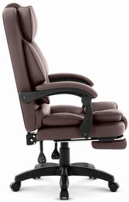 Ergonomická kancelárska stolička HC-1031 z ekokože s podnožkou - hnedá