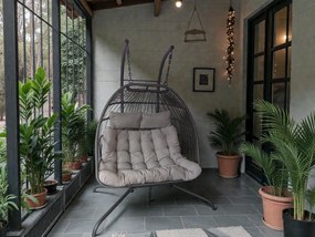 Závesné hojdacie dvojkreslo CUBA  sivé - sivé vankúše