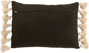 Khaki vankúš so strapcami a výplňou Pompom - 50*35cm
