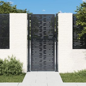 Záhradná brána antracitová 105x205 cm oceľ dizajn štvorca 153195