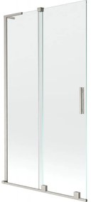 Mexen Velar L, 2-krídlová posuvná vaňová zástena 100 x 150 cm, 8mm číre sklo, brúsená oceľ, 896-100-003-01-97