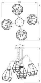 Prisadený luster BERGEN 4xE27/60W/230V