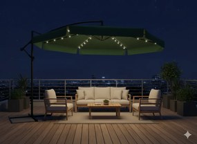 CH Zelený záhradný slnečník Banana s obalom+LED/3m