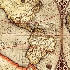 Ozdobný paraván Stará mapa - 110x170 cm, trojdielny, obojstranný paraván 360°