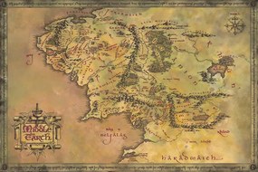 Plagát, Obraz - The Lord of the Rings - Map of the Middle Earth