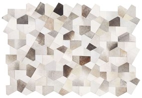 Kožený koberec 140 x 200 cm sivá/béžová VARTO Beliani
