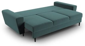 Zamatová rozkladacia/s úložným priestorom pohovka v petrolejovej farbe 235 cm Kyoto – Cosmopolitan Design