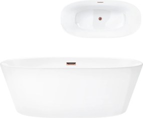 Voľne stojaca vaňa Corsan Salina 160 x 75 cm Korok klik-klak Medený