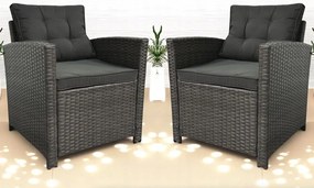 Set dvoch záhradných kresiel z technoratanu SFS020-SC - sivé + sivé vankúše