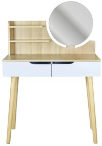 Dekorstudio Toaletný stolík so zrkadlom - SCANDI biely+svetlý buk