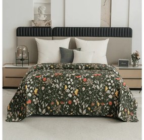 Prehoz na posteľ COLORFUL MEADOW tmavozelený Rozmer: 170 x 210 cm