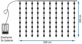 Tutumi Tutumi, LED svetelný záves 300 diód 3x3m 311334, teplá biela, CHR-06320