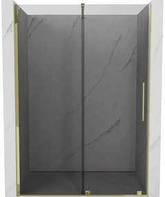 Mexen Velar, posuvné sprchové dvere do otvoru 150 cm, 8mm šedé sklo, zlatá lesklá, 871-150-000-41-50