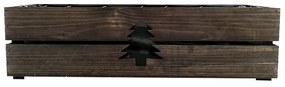 AMADEA Drevený vianočný kvetináč so stromčekom tmavý, vo vnútri s čiernou fóliou, 62x21,5x17cm, český výrobok