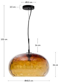 Jantárové sklenené závesné svietidlo so skleneným tienidlom ø 40 cm Balma – Kave Home