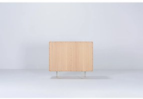 Nízka komoda z dubového dreva v bielo-prírodnej farbe 118x100 cm Fina – Gazzda