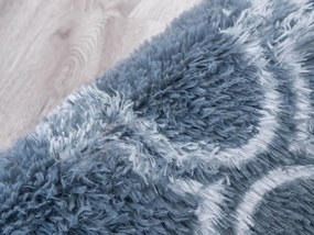 TZ Sivo-modrý okrúhly vzorovaný koberec shaggy Decor Latern Rozmer: 120 cm