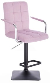 LuxuryForm Barová stolička VERONA VELUR na čierne základni - levanduľa