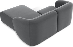 Sivá zamatová rohová pohovka (pravý roh/s leňoškou) Lani – Makamii