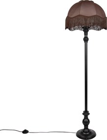 Stojacia lampa čierna s hnedým tienidlom a bielym interiérom 45cm - Classico