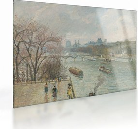 Sklenený obraz - Camille Pissarro, The Louvre, Afternoon, Rainy Weather, reprodukcia (70x50 cm)