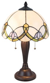 Stolná lampa 5918 s bielo-farebným štýlom Tiffany