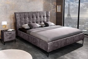 Dizajnová manželská posteľ Boutique tmavošedý zamat 160x200cm